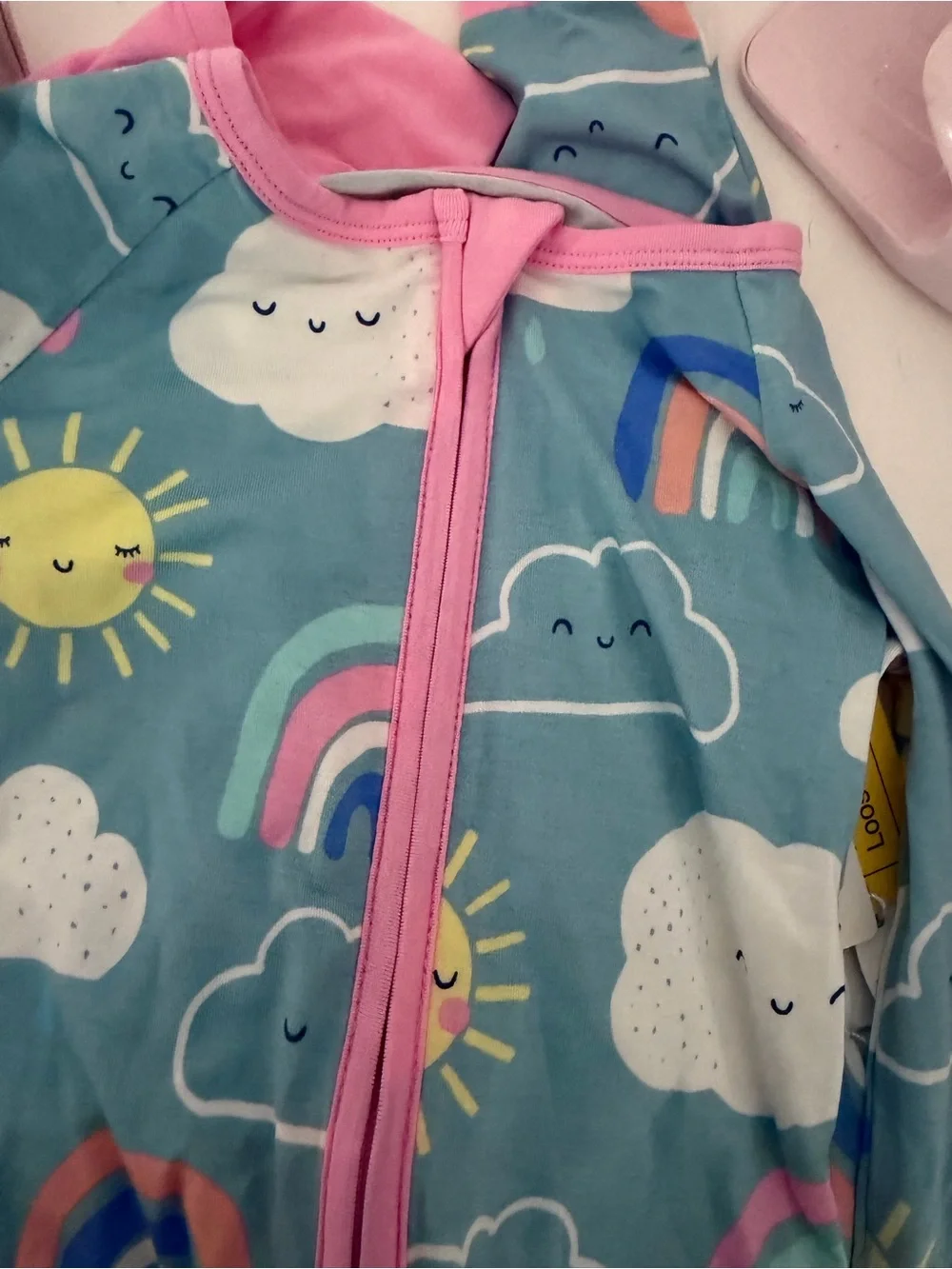Little Sleepies Blue Cloud & Rainbow Sleep Sack with Pink Trim